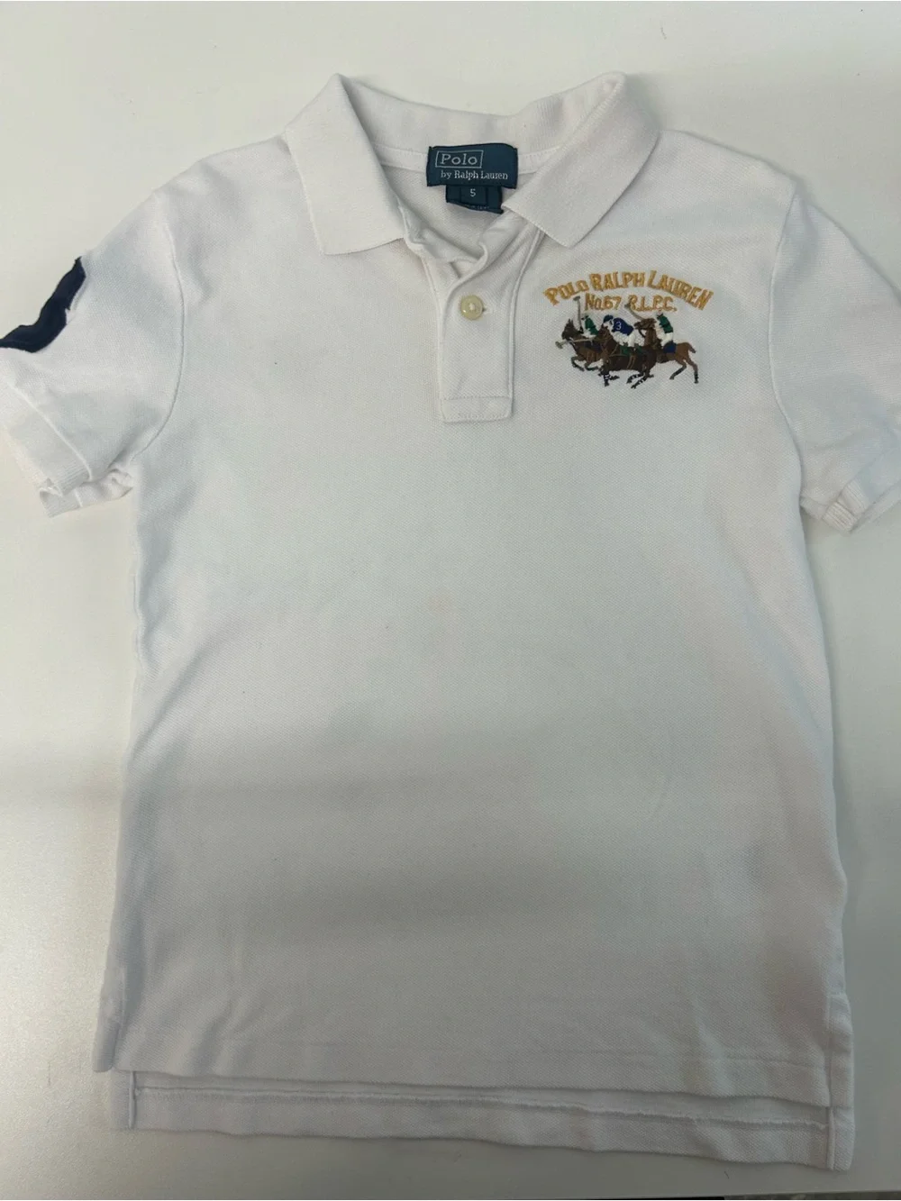 Ralph Lauren White Polo Shirt with Embroidered Polo Players